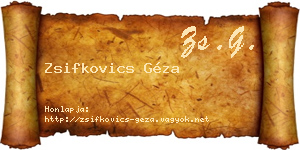 Zsifkovics Géza névjegykártya
